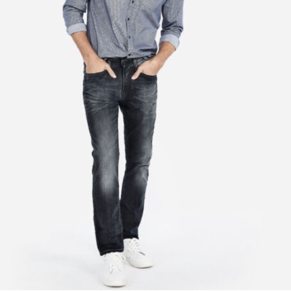 Express Men’s Hyper Stretch Skinny Jeans - Black - 30x32